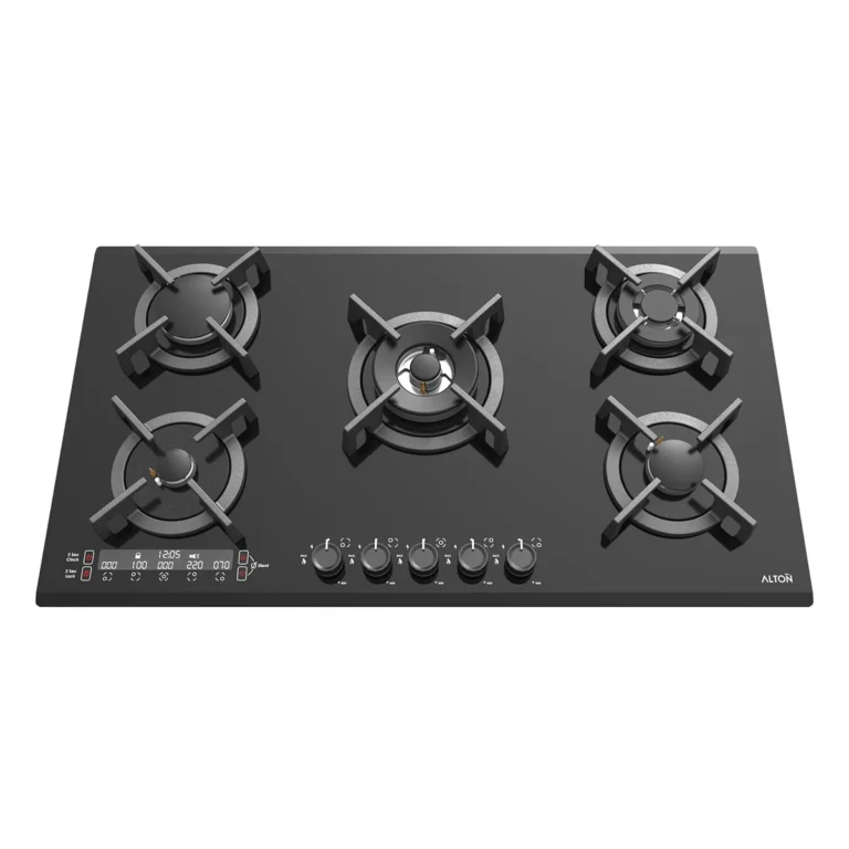 اجاق گاز رومیزی توکار شیشه‌ای 5 شعله آلتون مدل G534DB با تایمر لمسی