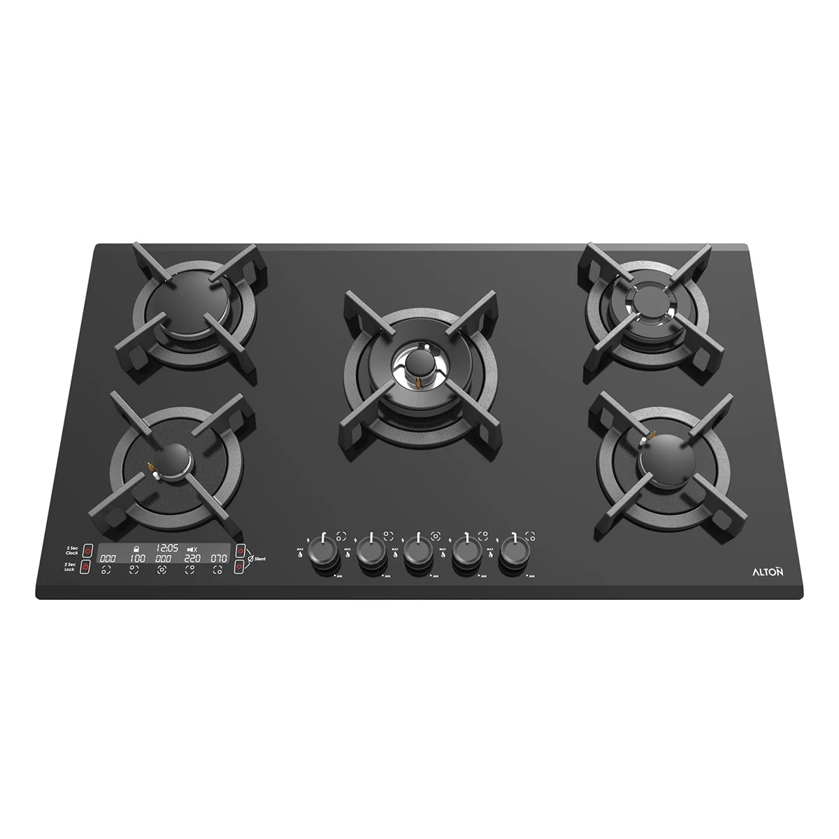 اجاق گاز توکار آلتون G534DB اجاق گاز رومیزی توکار شیشهای 5 شعله آلتون مدل G534DB با تایمر لمسی