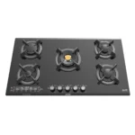 اجاق گاز رومیزی توکار شیشه‌ای 5 شعله آلتون مدل IG530DB با تایمر لمسی، با شیشه شات و سرشعله ساباف ایتالیا