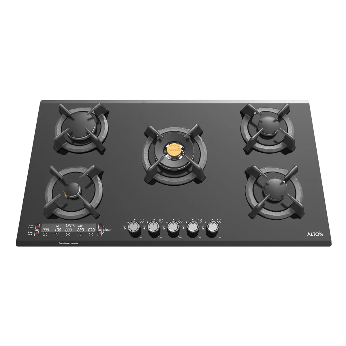 اجاق گاز توکار آلتون IG534DB اجاق گاز رومیزی توکار شیشهای 5 شعله آلتون مدل IG534DB با تایمر لمسی و سرشعله ساباف ایتالیا