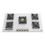 اجاق گاز رومیزی توکار شیشه‌ای سفید 5 شعله آلتون مدل IG534DW با تایمر لمسی و سرشعله ساباف ایتالیا